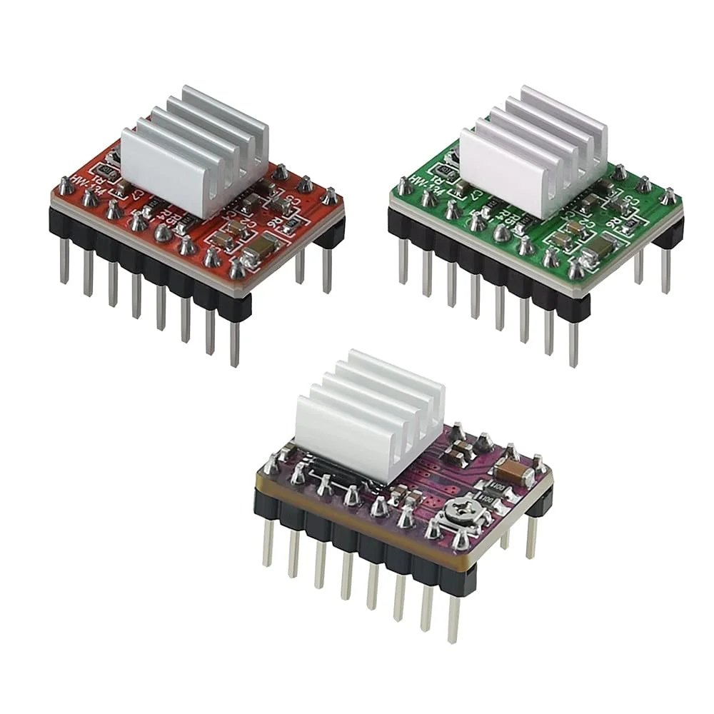 قطعات پرینتر سه بعدی StepStick DRV8825 A4988 درایور موتور پله ای با هیت سینک Reprap RAMPS 1.4 1.5 1.6 MKS GEN V1.4 Board - (سایز: A4988 Red)