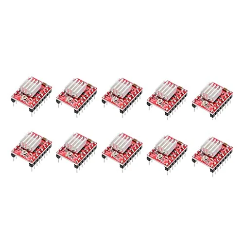 قطعات و لوازم جانبی پرینتر سه بعدی Lysee - درایور استپر A4988 StepStick 10 عددی + هیت سینک قرمز/سبز درایور موتور پله ای با لوازم جانبی هیت سینک برای پرینتر سه بعدی Reprap - (رنگ: A4988 قرمز)