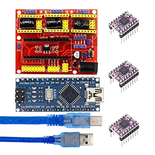 قطعات و لوازم جانبی پرینتر سه بعدی Lysee - شیلد CNC V4 دستگاه حکاکی پرینتر سه بعدی + 3 عدد درایور A4988 / DRV8825 + نانو 3.0 با کابل USB برای - (رنگ: AT2100 KIT)