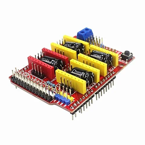 4 عدد درایور موتور پله ای A4988 با هیت سینک + برد توسعه CNC Shield + کیت بردهای R3 برای کیت DIY پرینتر سه بعدی R3 - (سایز: کیت سبز A4988)