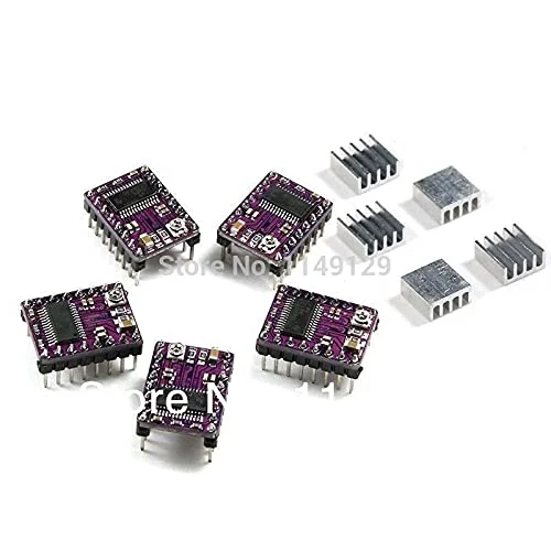 قطعات و لوازم جانبی پرینتر سه بعدی Lysee - درایور استپر DRV8825 Pololu با هیت سینک برای برد کنترلر RepRap Prusa Mendel، بسته 5 عددی