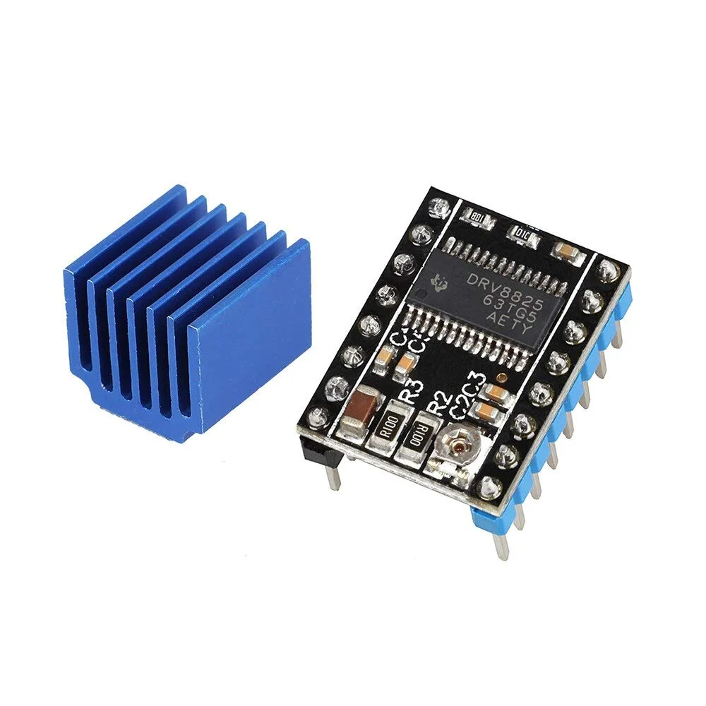 قطعات و لوازم جانبی پرینتر سه بعدی - ماژول درایور موتور پله ای Drv8825 با هیت سینک آلومینیومی جدید - (سایز: فقط 2 عدد DRV8825)