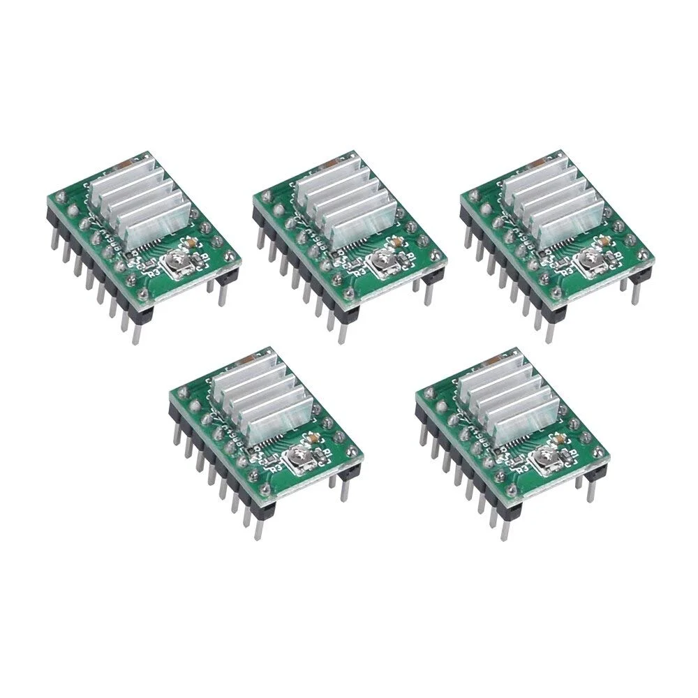 قطعات و لوازم جانبی پرینتر سه بعدی Lysee - درایور موتور پله ای 5 عددی A4988 با هیت سینک برای برد Reprap ماژول درایور پرینتر سه بعدی - (سایز: 5 عدد)