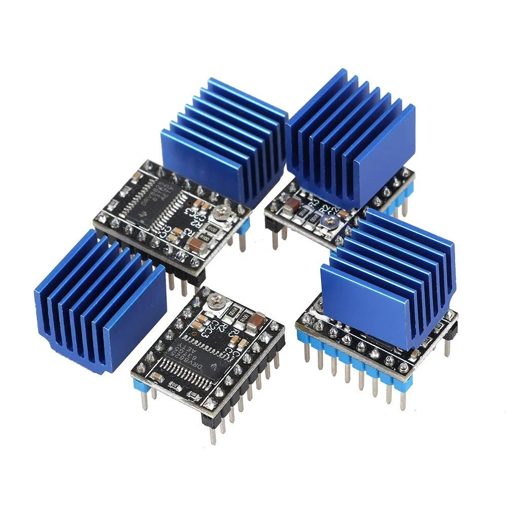 قطعات و لوازم جانبی پرینتر سه بعدی - ماژول درایور موتور پله ای Drv8825 با هیت سینک آلومینیومی جدید - (سایز: فقط 2 عدد DRV8825)
