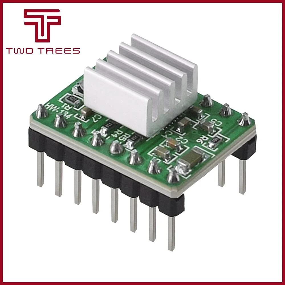 قطعات و لوازم جانبی پرینتر سه بعدی - 5 عدد درایور استپر A4988 ماژول درایور موتور پله ای با هیت سینک + هیت سینک با برچسب قطعات کیت پرینتر سه بعدی - (رنگ: سبز)