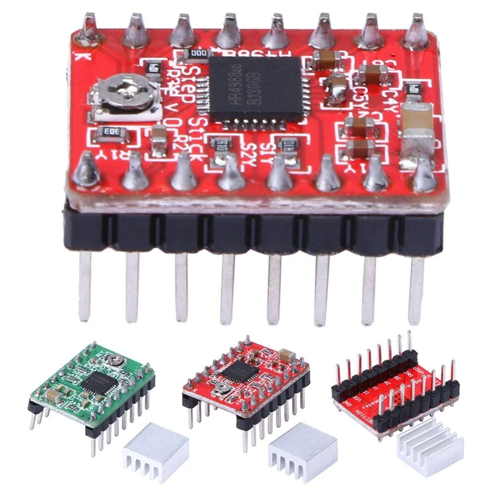 قطعات و لوازم جانبی پرینتر سه بعدی - 2/4/5 عدد ماژول درایور موتور پله ای Step Stick A4988 با هیت سینک Reprap Ramps 1.4/1.5/1.6 Control Board MKS - (رنگ: 5 عدد سبز)