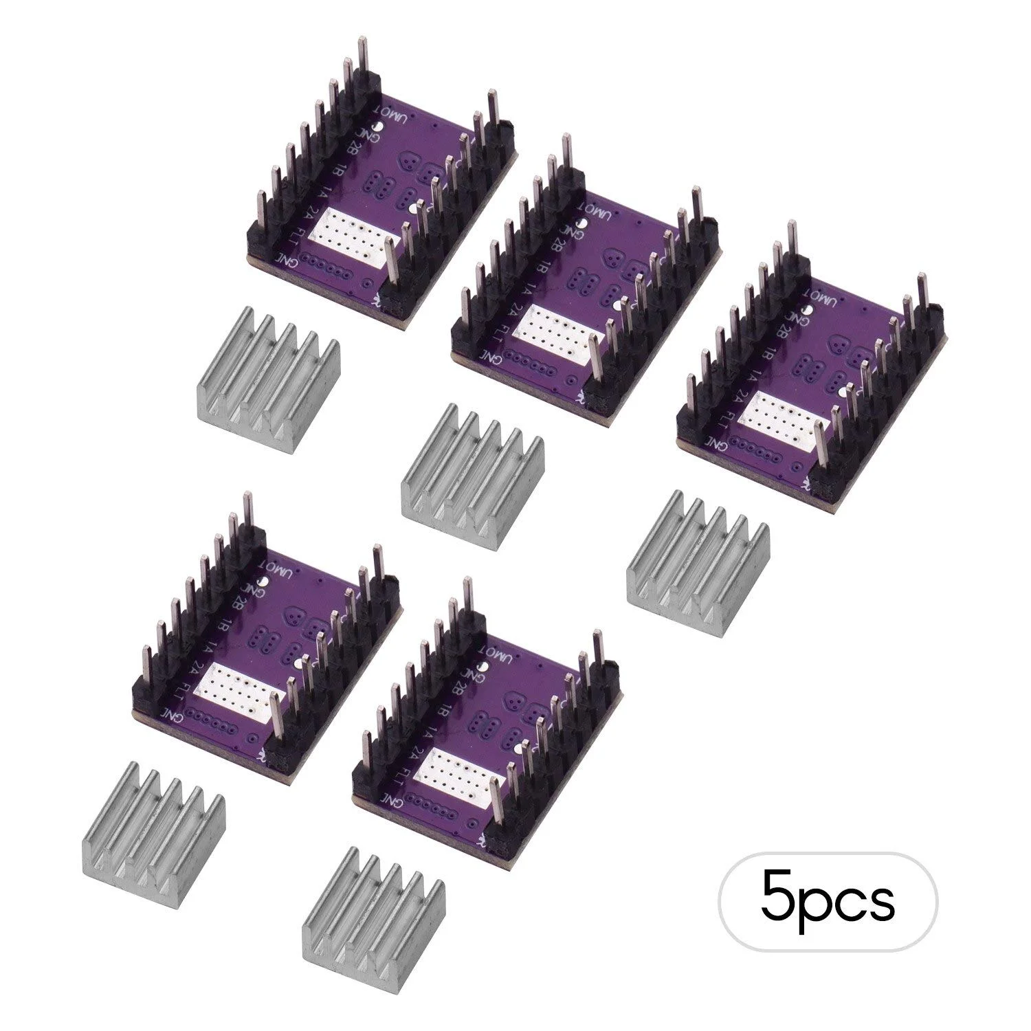 قطعات و لوازم جانبی پرینتر سه بعدی Lysee - 5 عدد ماژول درایور DRV8825 ماژول درایور موتور پله ای با هیت سینک برای ماژول درایور Reprap پرینتر سه بعدی