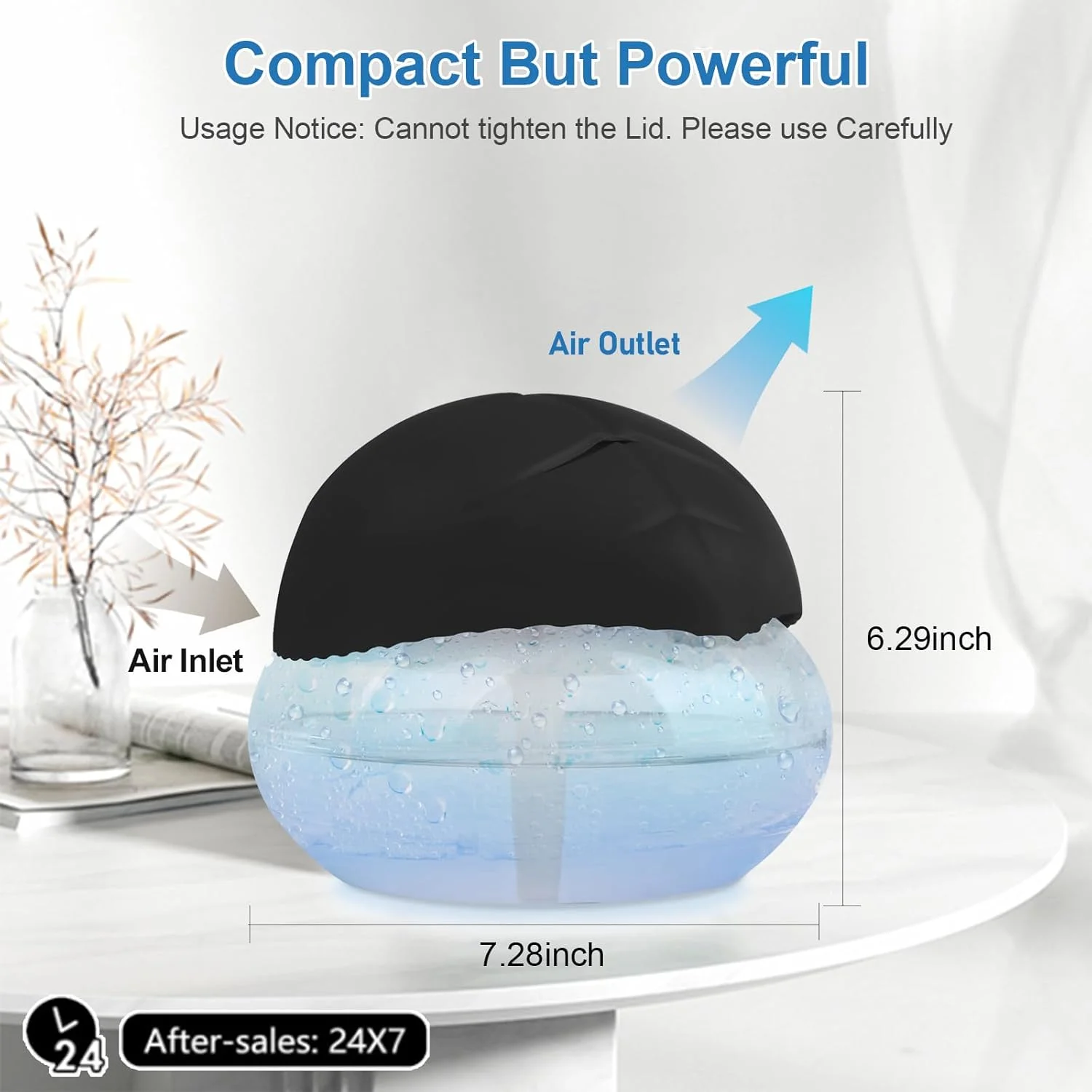 دستگاه تصفیه کننده هوا با پایه آبی، احیا کننده و خوشبو کننده هوا، خوشبو کننده هوا با نور 7 رنگ LED برای اتاق ها (مشکی)