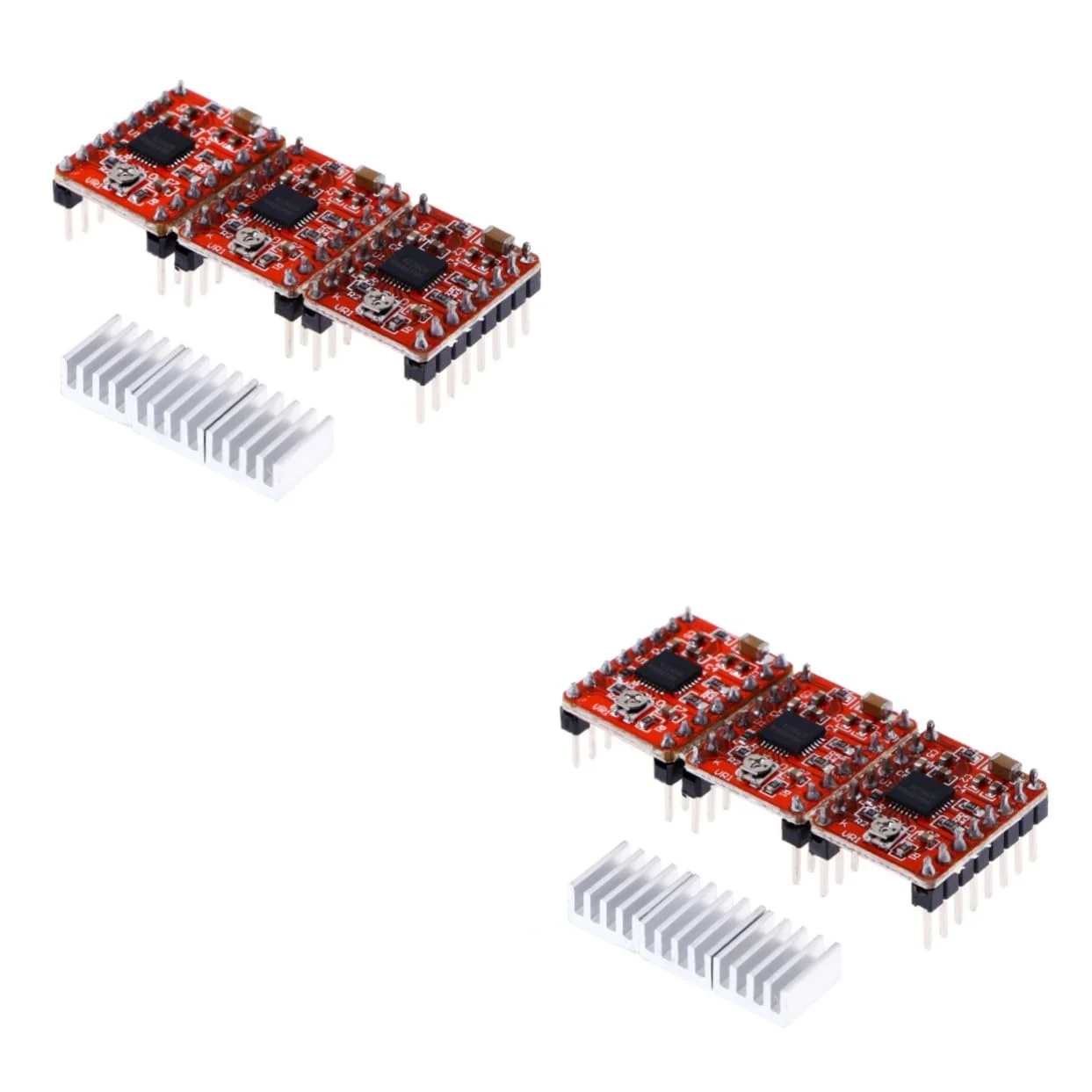 GLEAVI 2 ست برد کنترلر درایور موتور پله ای ماژول A4988 برای نرخ پله بالا 5 عدد * 2