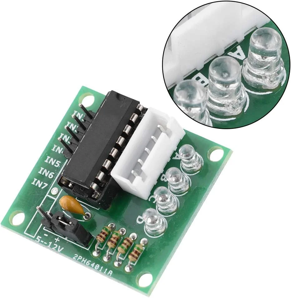 ماژول درایور ULN2003 برای موتور پله ای 4 فاز، مجموعه 5 عددی، تراشه قدرت بالا، نشانگرهای LED، رابط Plug and Play، DC5V 4 فاز برای راه اندازی موتور پله ای