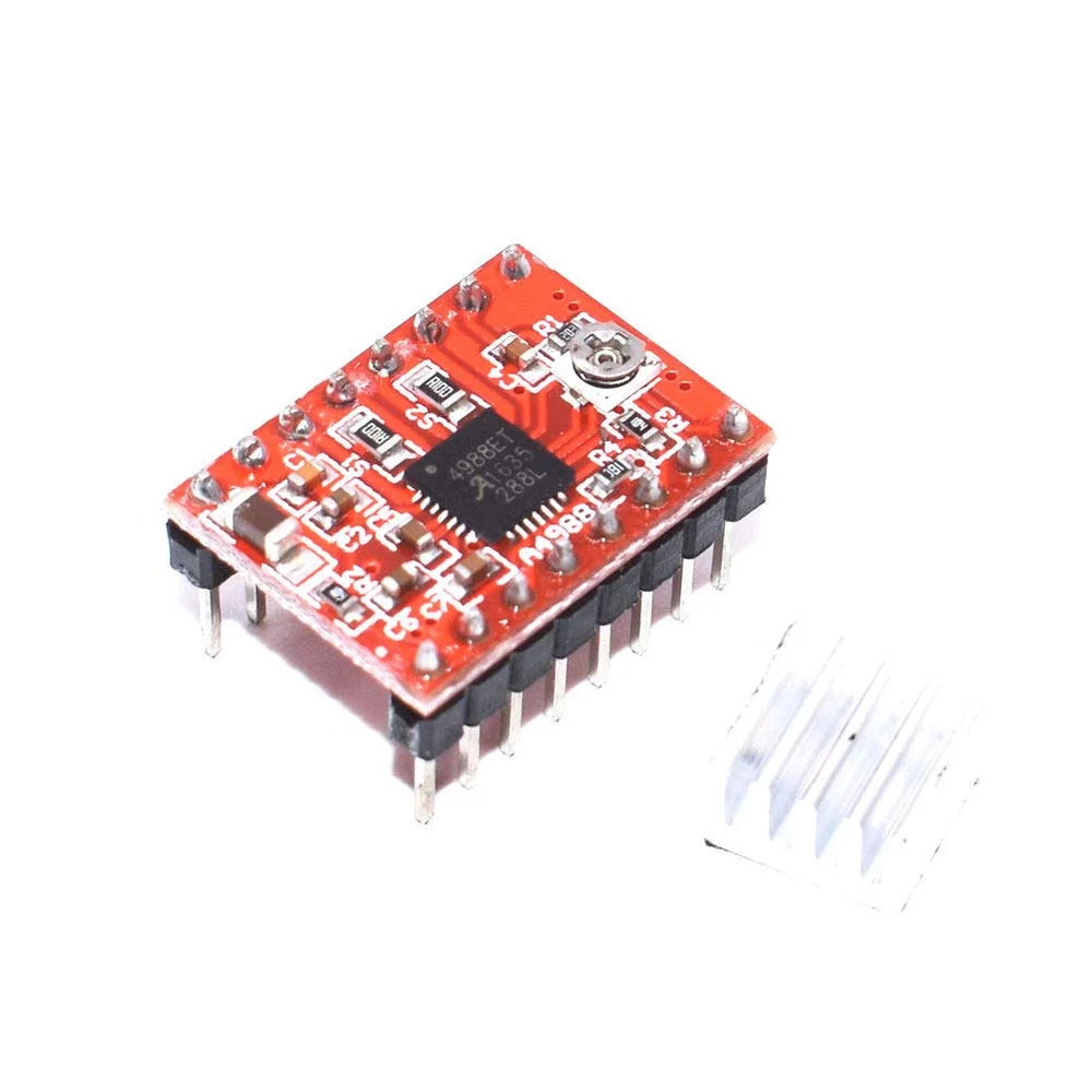 ماژول درایور استپر موتور A4988 Reprap، نسخه قرمز، 20 عدد در هر بسته، به همراه هیت سینک برای پرینتر سه بعدی A71
