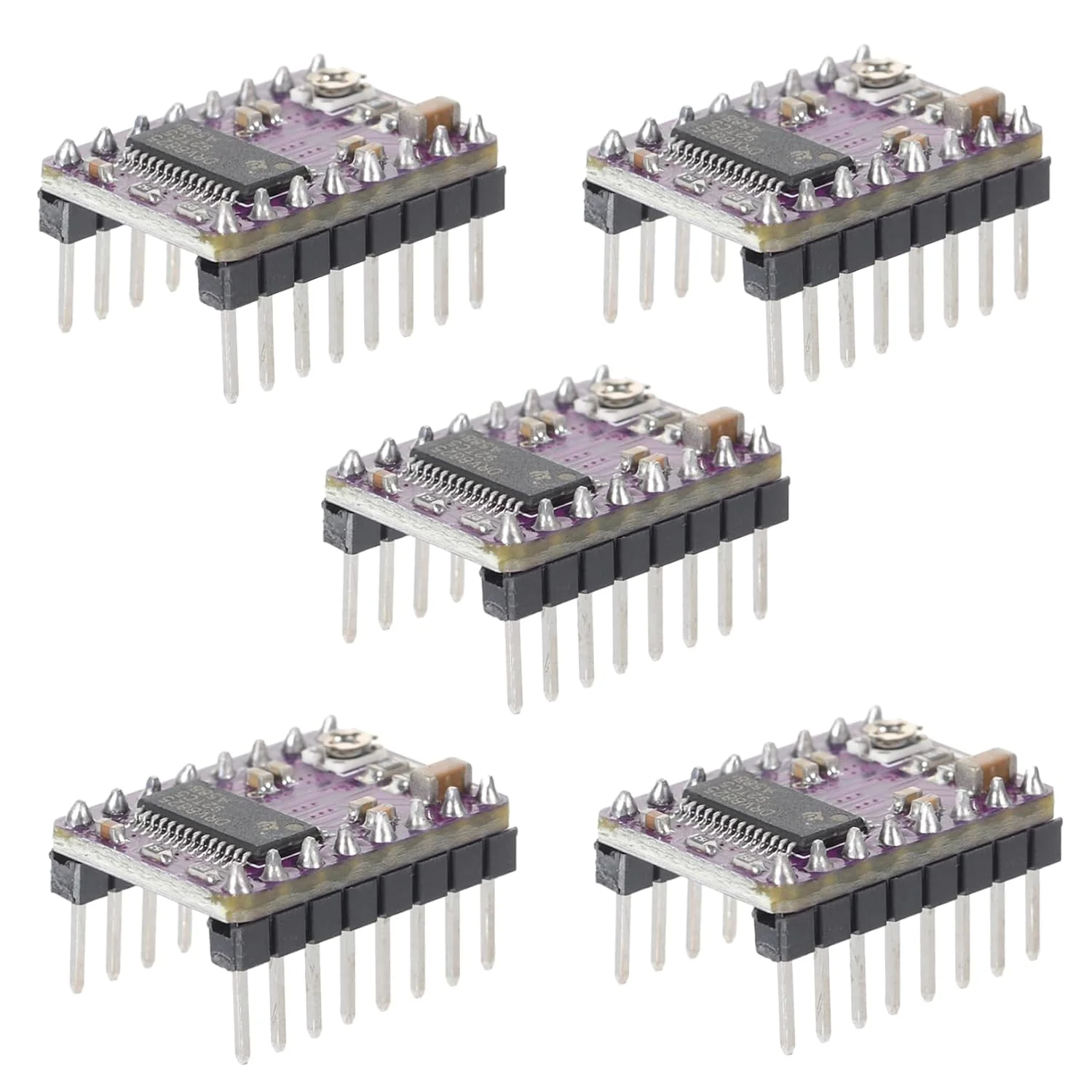 لوازم جانبی پرینتر سه بعدی: 5 عدد ماژول درایور موتور پله ای با هیت سینک برای رمپز 1.4 A4988