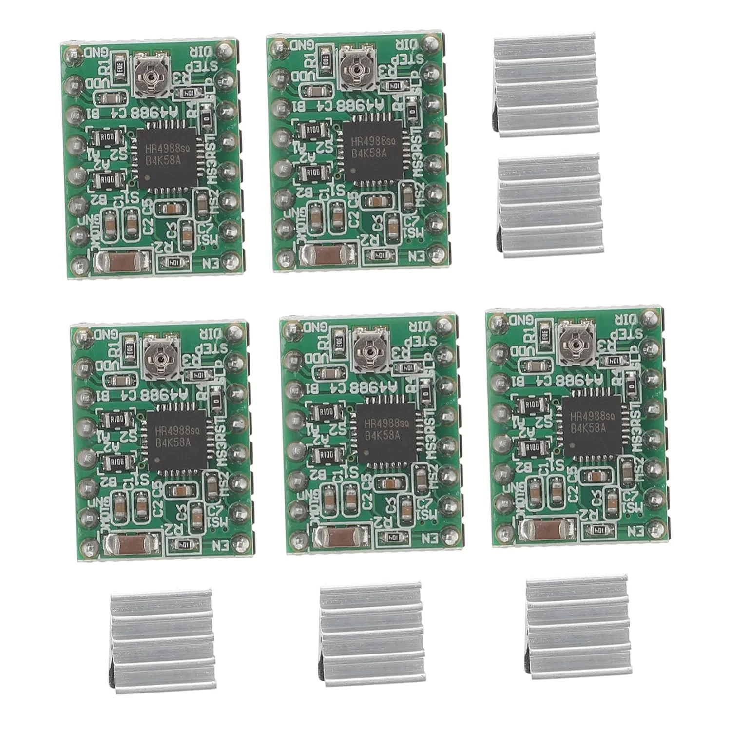 ۵ عدد ماژول درایور موتور پله ای برای پرینتر با قابلیت تنظیم دقت استپ به همراه هیت سینک