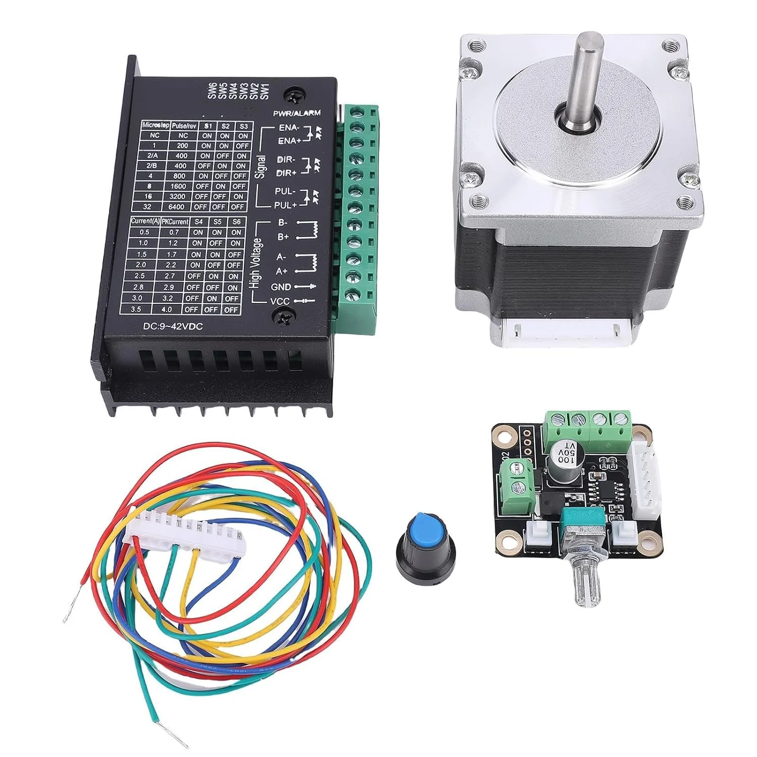 کیت درایور موتور پله ای Nema23 مدل Fafeicy TB6600 دو قطبی با هیت سینک و محافظت در برابر جریان اضافی برای دستگاه CNC، پرینتر سه بعدی و حکاکی