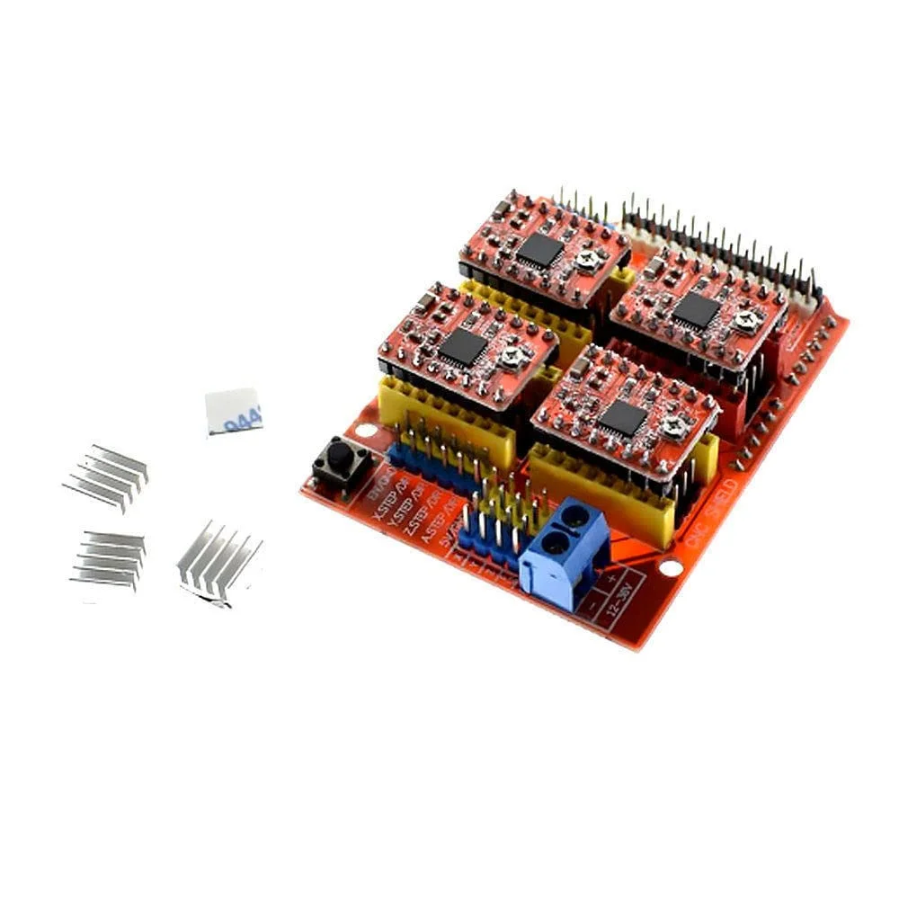 شیلد CNC V3 برای دستگاه حکاکی / پرینتر سه بعدی / + برد توسعه درایور A4988 چهارتایی برای آردوینو