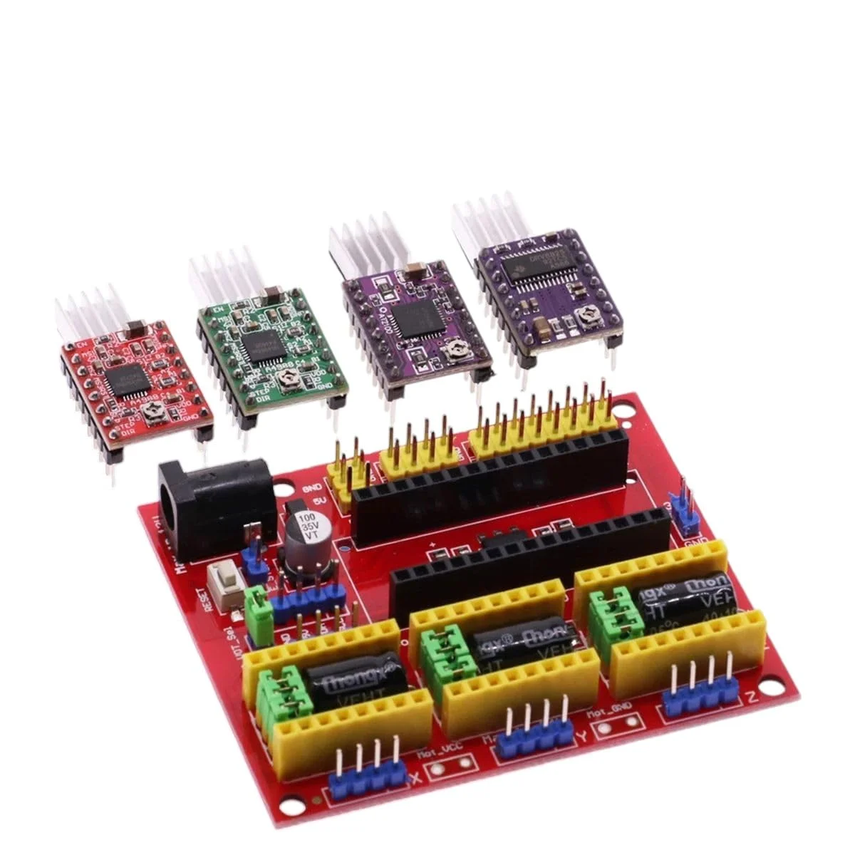 دستگاه حکاکی / پرینتر سه بعدی / + 3 عدد A4988 / DRV8825 / درایور موتور پله ای AT2100 برای شیلد CNC V4 آردوینو