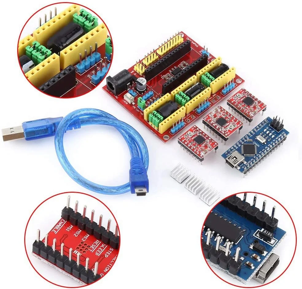 دستگاه حکاکی CNC برد Nano 3.0 با درایور A4988 و کابل USB کیت پرینتر سه بعدی