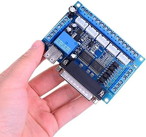 دستگاه حکاکی CNC برد رابط درایور موتور پله ای 5 محور با ایزولاتور اپتوکوپلر برد آبی + کابل USB