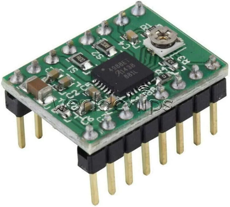 ماژول سبز قطعات الکترونیکی درایور موتور پله ای A4988 به همراه هیت سینک برای پرینتر سه بعدی - (تعداد: 2 عدد)