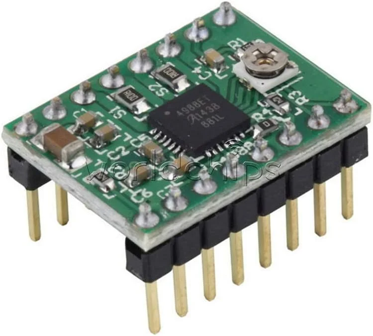 ماژول سبز قطعات الکترونیکی درایور موتور پله ای A4988 به همراه هیت سینک برای پرینتر سه بعدی - (تعداد: 2 عدد)