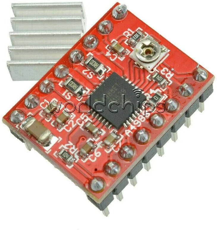 قطعات الکترونیکی 1/2/5 عددی درایور موتور پله ای StepStick مدل A4988 ماژول Reprap هیت سینک پرینتر سه بعدی - (تعداد: 2 عدد)