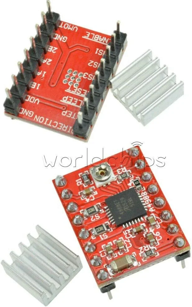 قطعات الکترونیکی 1/2/5 عددی درایور موتور پله ای StepStick مدل A4988 ماژول Reprap هیت سینک پرینتر سه بعدی - (تعداد: 2 عدد) قطعات الکترونیکی 1/2/5 عددی درایور موتور پله ای StepStick مدل A4988 ماژول Reprap هیت سینک پرینتر سه بعدی - (تعداد: 2 عدد)