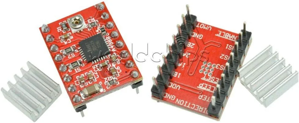 قطعات الکترونیکی 1/2/5 عددی درایور موتور پله ای StepStick مدل A4988 ماژول Reprap هیت سینک پرینتر سه بعدی - (تعداد: 2 عدد) قطعات الکترونیکی 1/2/5 عددی درایور موتور پله ای StepStick مدل A4988 ماژول Reprap هیت سینک پرینتر سه بعدی - (تعداد: 2 عدد)
