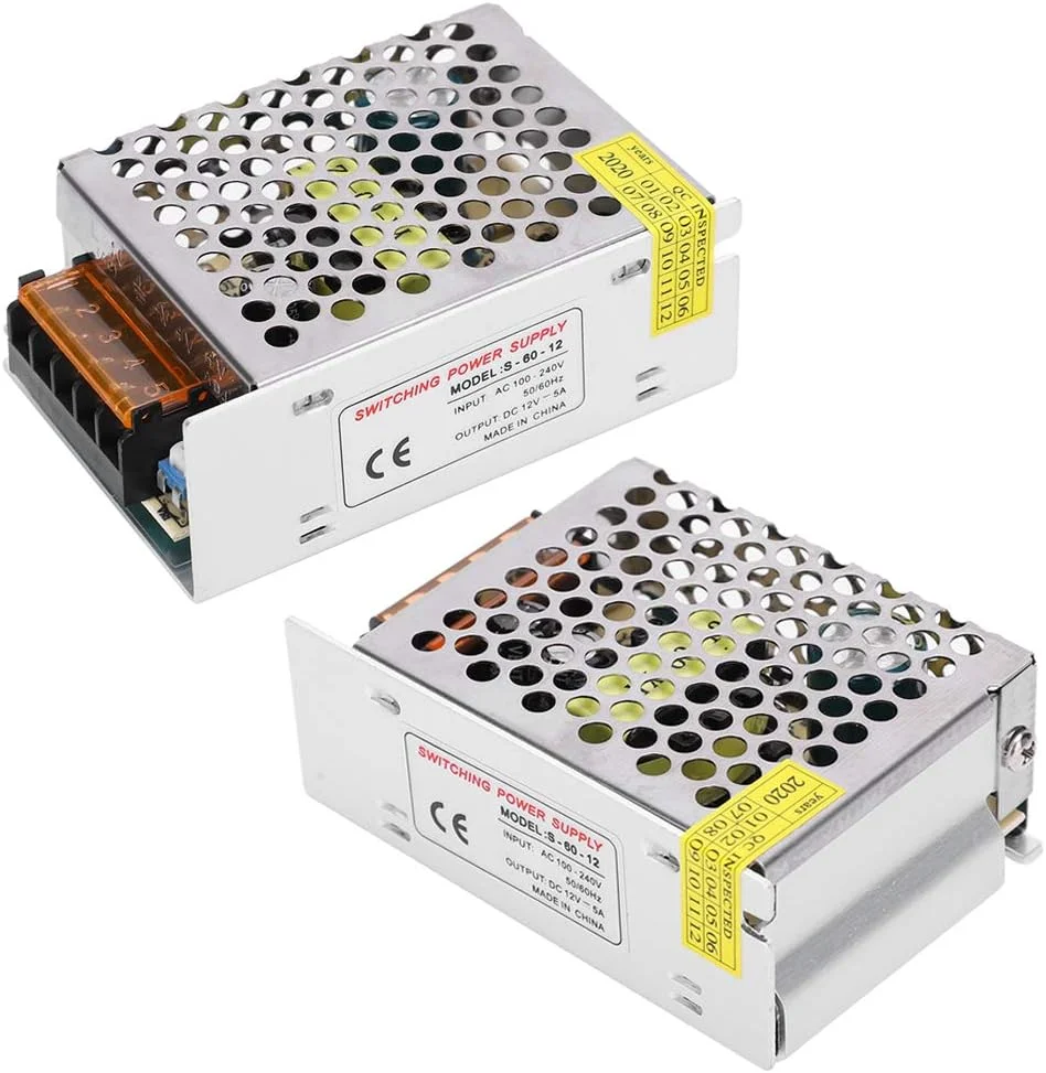 آداپتور درایور منبع تغذیه سوئیچینگ آلیاژ آلومینیوم DC12V کارآمد، درایور نوار نور LED برای چاپگرهای سه بعدی، نمایشگرهای LED و اتوماسیون صنعتی (S-60-12 (کوچک) (12V/5A/60W)