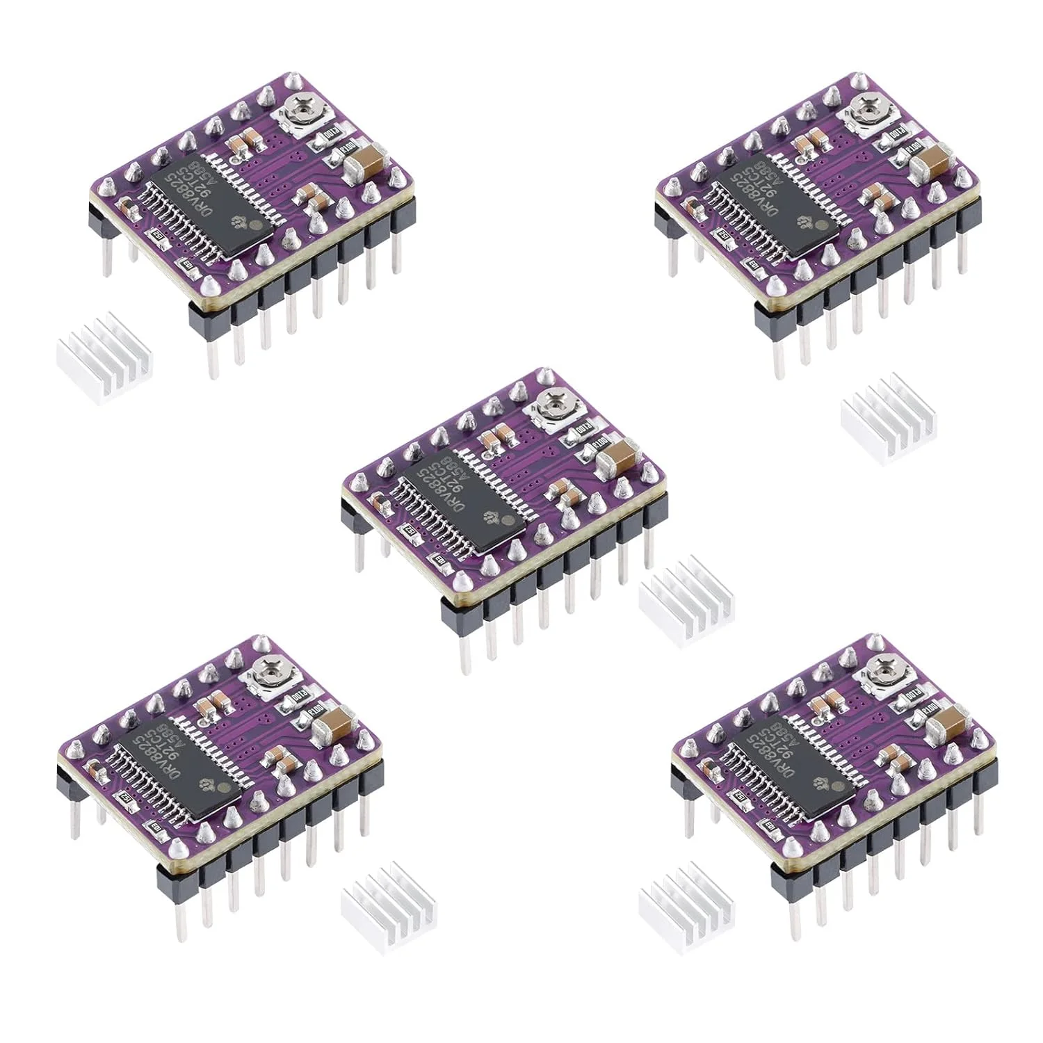 ماژول درایور استپر DRV8825 برای پرینتر سه بعدی، برد PCB چهار لایه، همراه با هیت سینک (5 عدد)