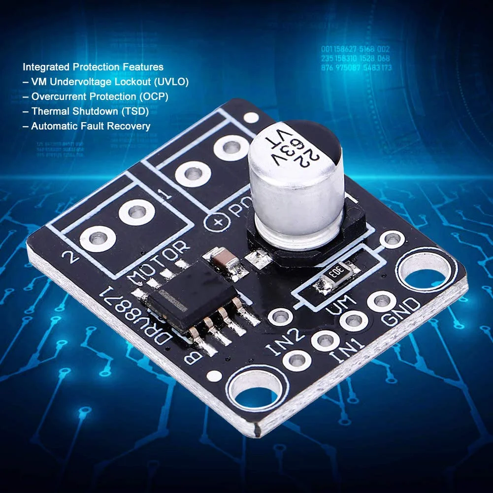 درایور موتور DC مدل DRV8871، ماژول درایو فلزی مشکی BOB با پورت کنترل PWM برای موتور DC برس‌دار مناسب برای پرینترها، لوازم خانگی و تجهیزات صنعتی
