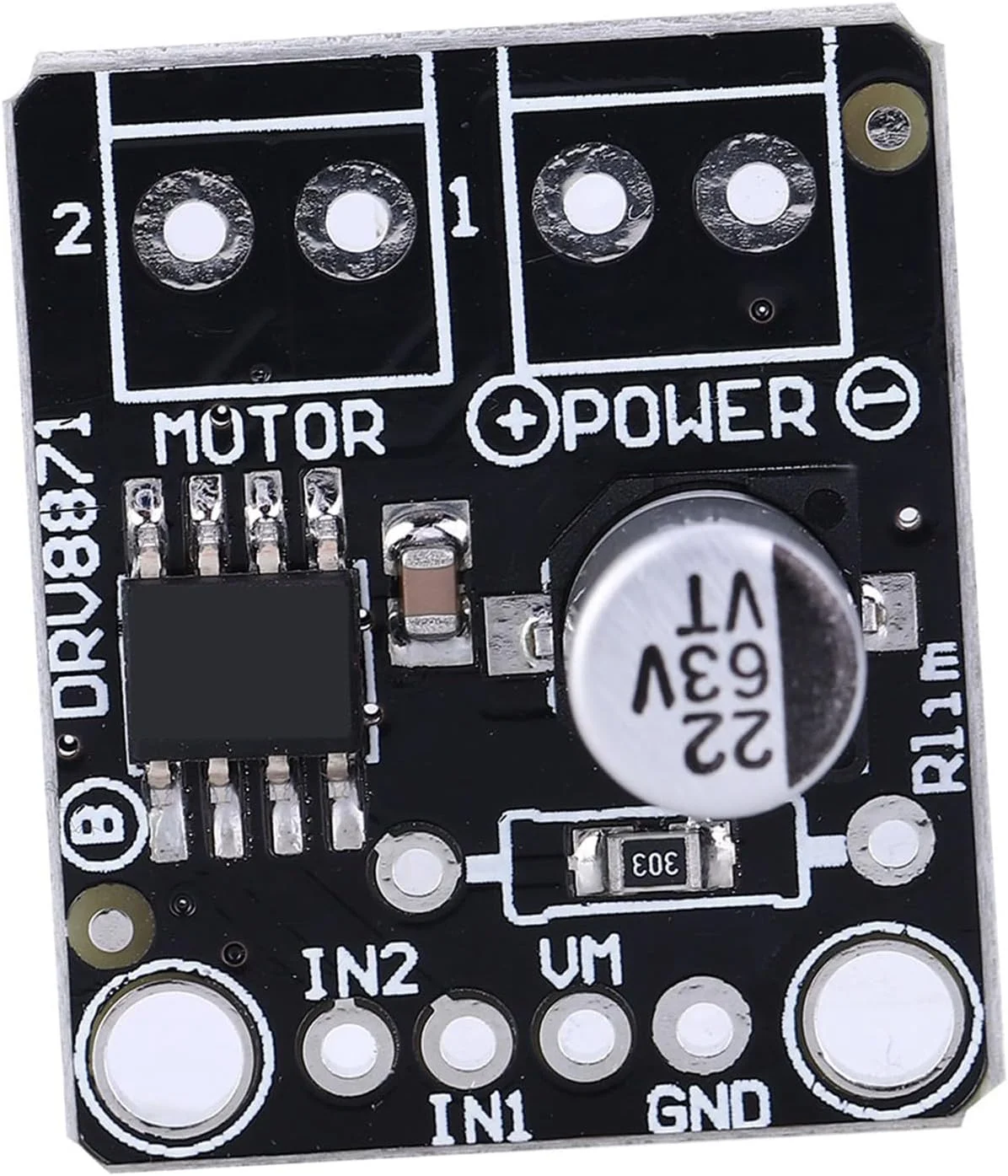 برد درایور موتور DC پل H مدل DRV8871 | ماژول کنترل PWM 3.6 آمپر | برای پرینتر / لوازم خانگی / تجهیزات صنعتی | ولتاژ گسترده 6.5V - 45V با OCP و TSD