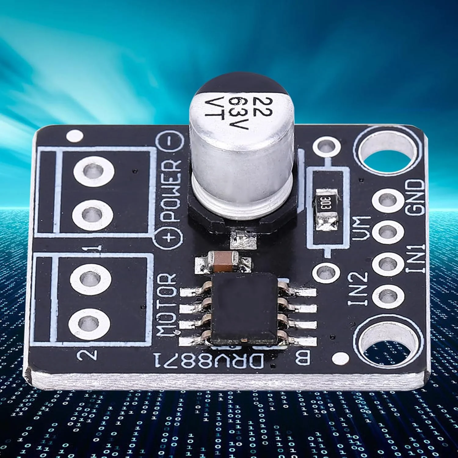 برد درایور موتور DC مدل DRV8871، ماژول درایو کنترل PWM با توان بالا، جریان پیک 3.6 آمپر برای پرینترها و تجهیزات صنعتی، فلزی مشکی 4.9x6 میلی متر