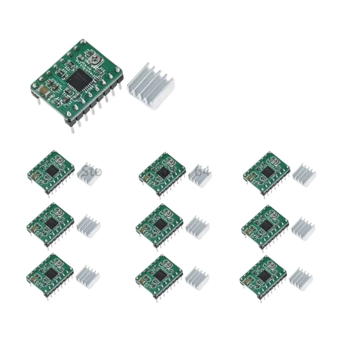 درایور موتور پله ای A4988 DRV8825 با هیت سینک، قطعات پرینتر سه بعدی StepStick Cairrler Reprap RAMPS 1.4 1.5 1.6 MKS GEN V1.4