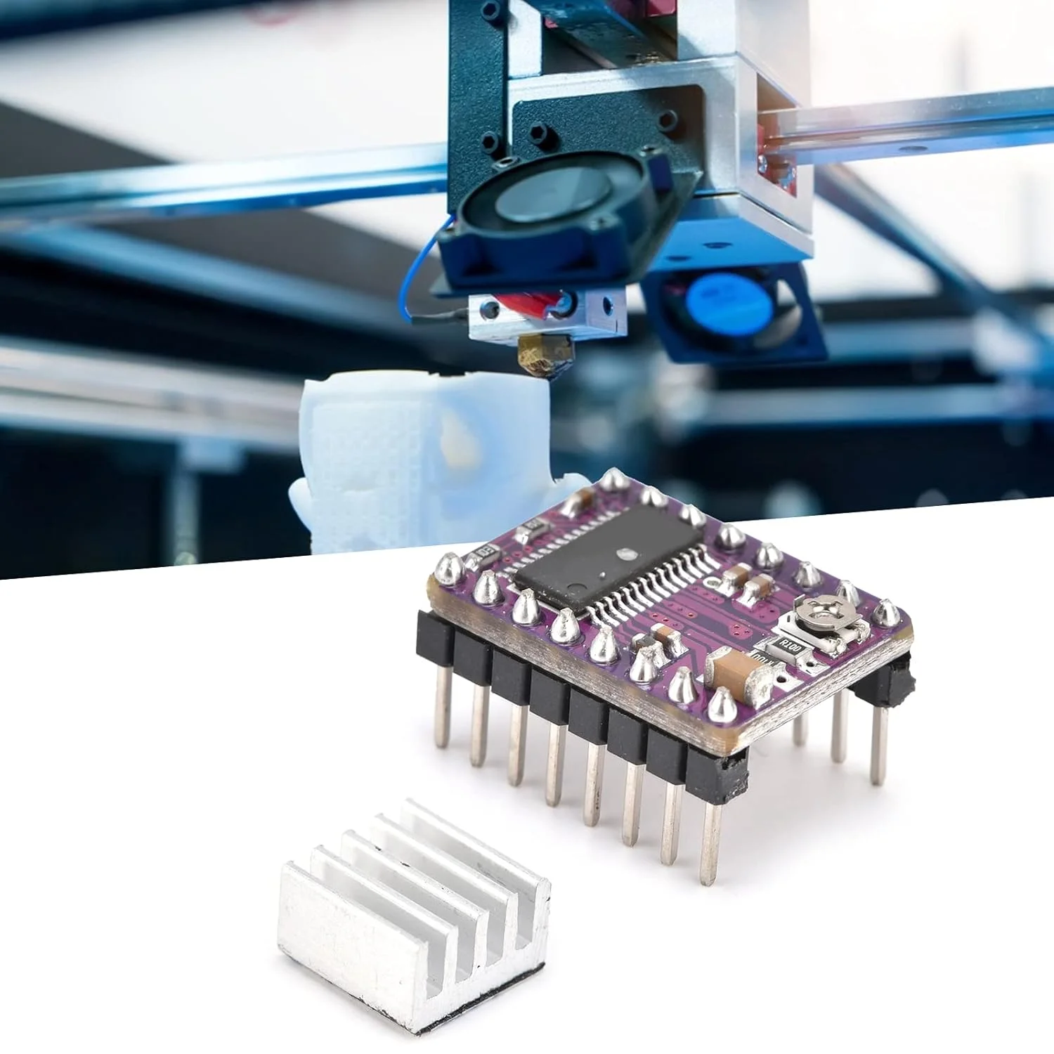 ماژول درایور موتور پله ای DRV8825 با هیت سینک برای لوازم جانبی پرینتر سه بعدی، محدوده ولتاژ کاری DC 8.2 تا 45 ولت