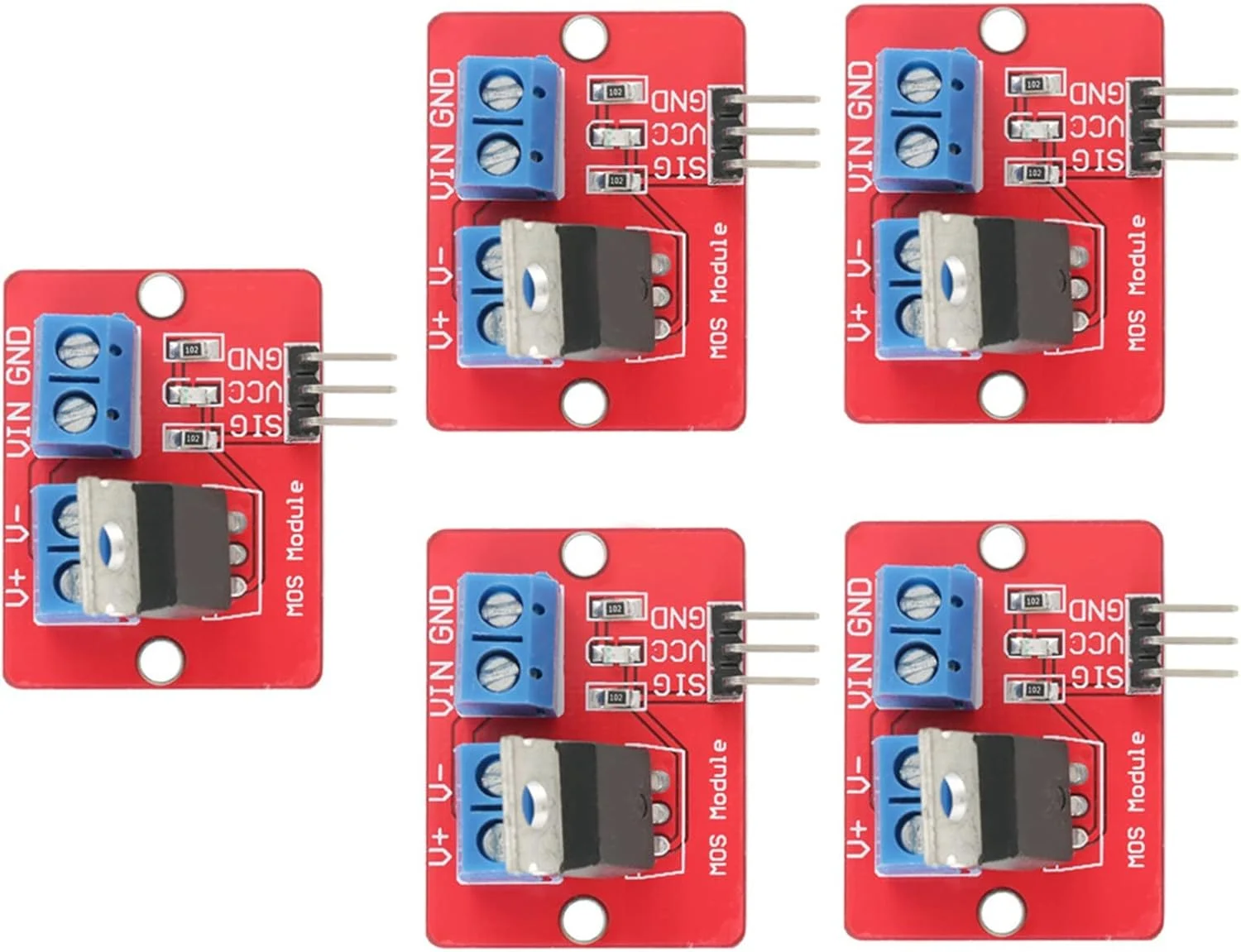 ماژول درایور PWM، 5 عدد برد ماژول درایور، خروجی 0-24 ولت PWM برای علاقه مندان به الکترونیک DIY ARM Electronic SCM