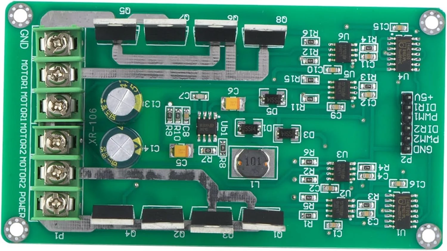 ماژول درایور موتور دوگانه H Bridge | ماسفت IRF3205 3 - 36 ولت 10 آمپر حداکثر 30 آمپر | کنترلر موتور DC برای رباتیک / CNC / پرینترهای سه بعدی | عملکرد ترمز و مدولاسیون PWM