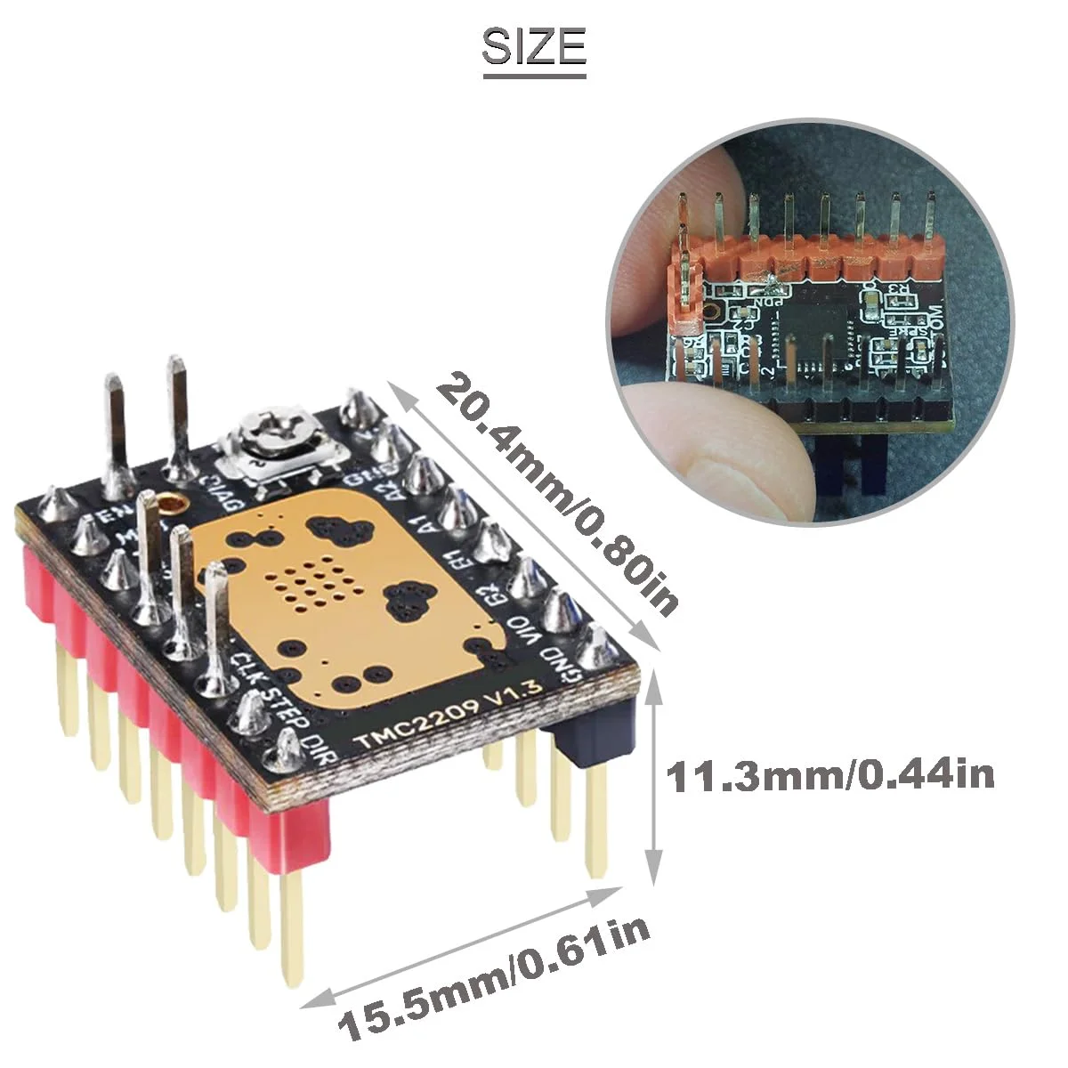ماژول درایور موتور پله ای TMC2209 V1.3، 6 عددی، درایور پیک 2.8 آمپر به همراه هیت سینک و پیچ گوشتی برای مادربردهای پرینتر سه بعدی SKR 3/SKR 2/Octopus V1.1/SKR V1.4 Turbo/SKR V1.3