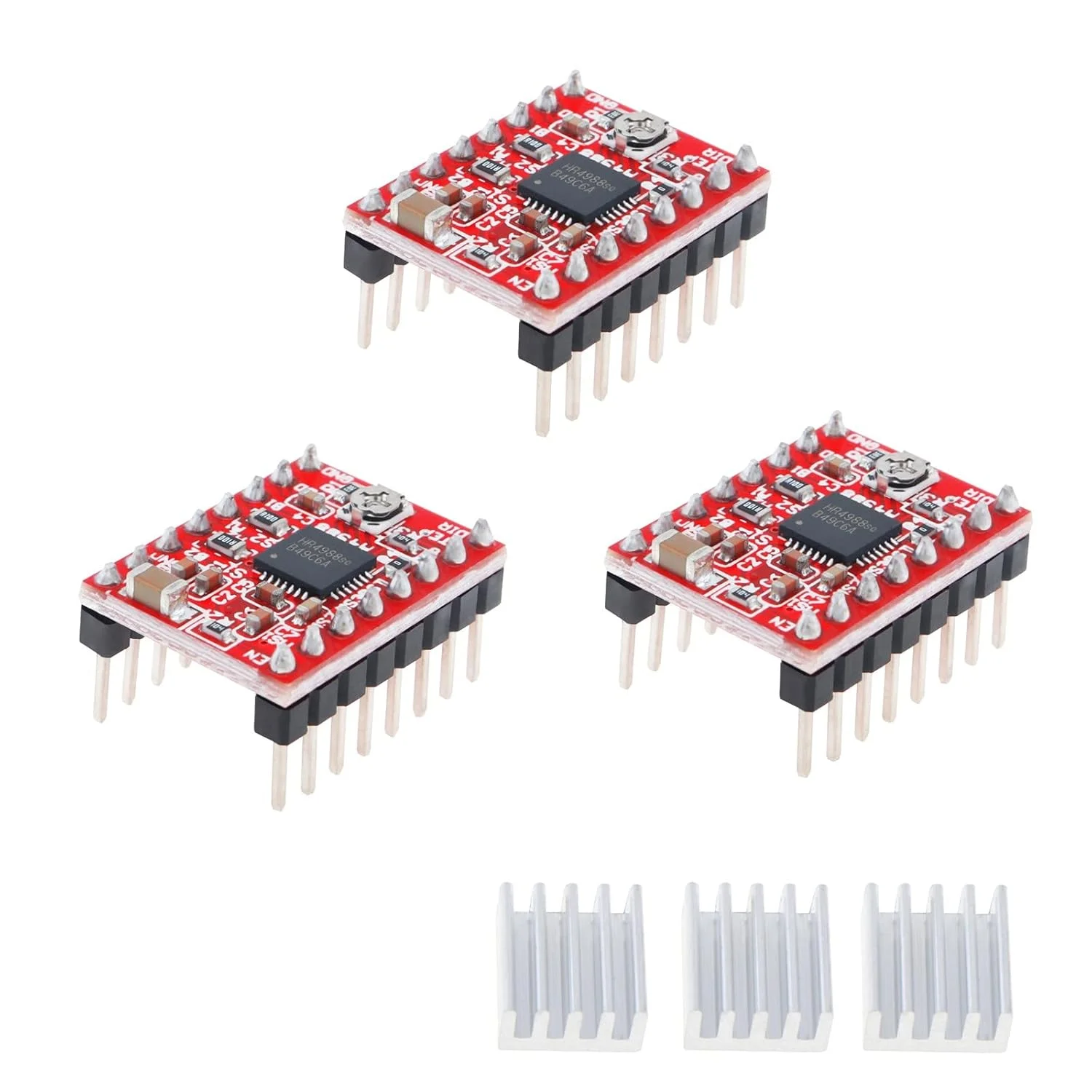 ماژول درایور موتور پله ای 3 عددی با هیت سینک سازگار با استپ استیک استپر A4988 پرینتر سه بعدی Reprap (3)