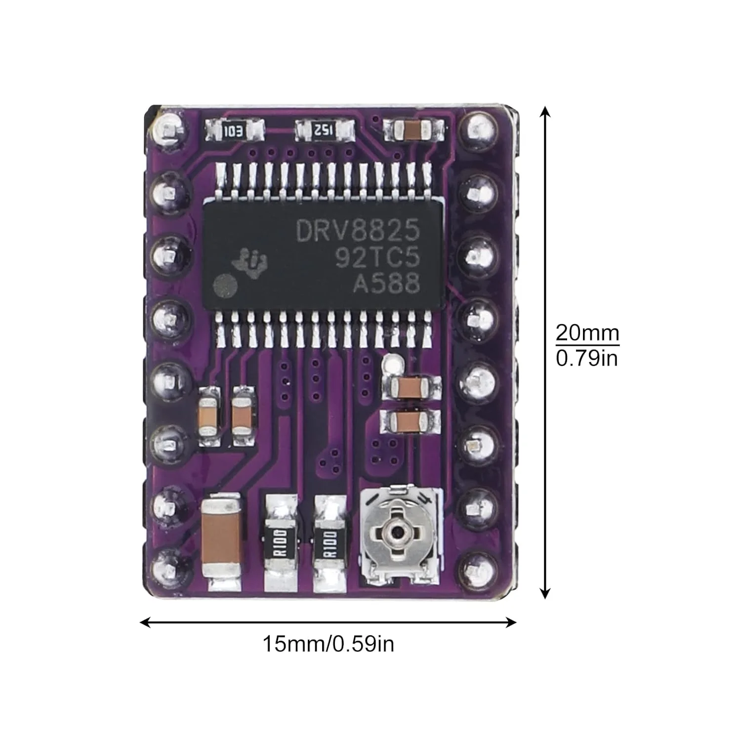 ماژول درایور موتور پله ای DRV8825 به همراه هیت سینک برای پرینتر سه بعدی، بسته 3 عددی