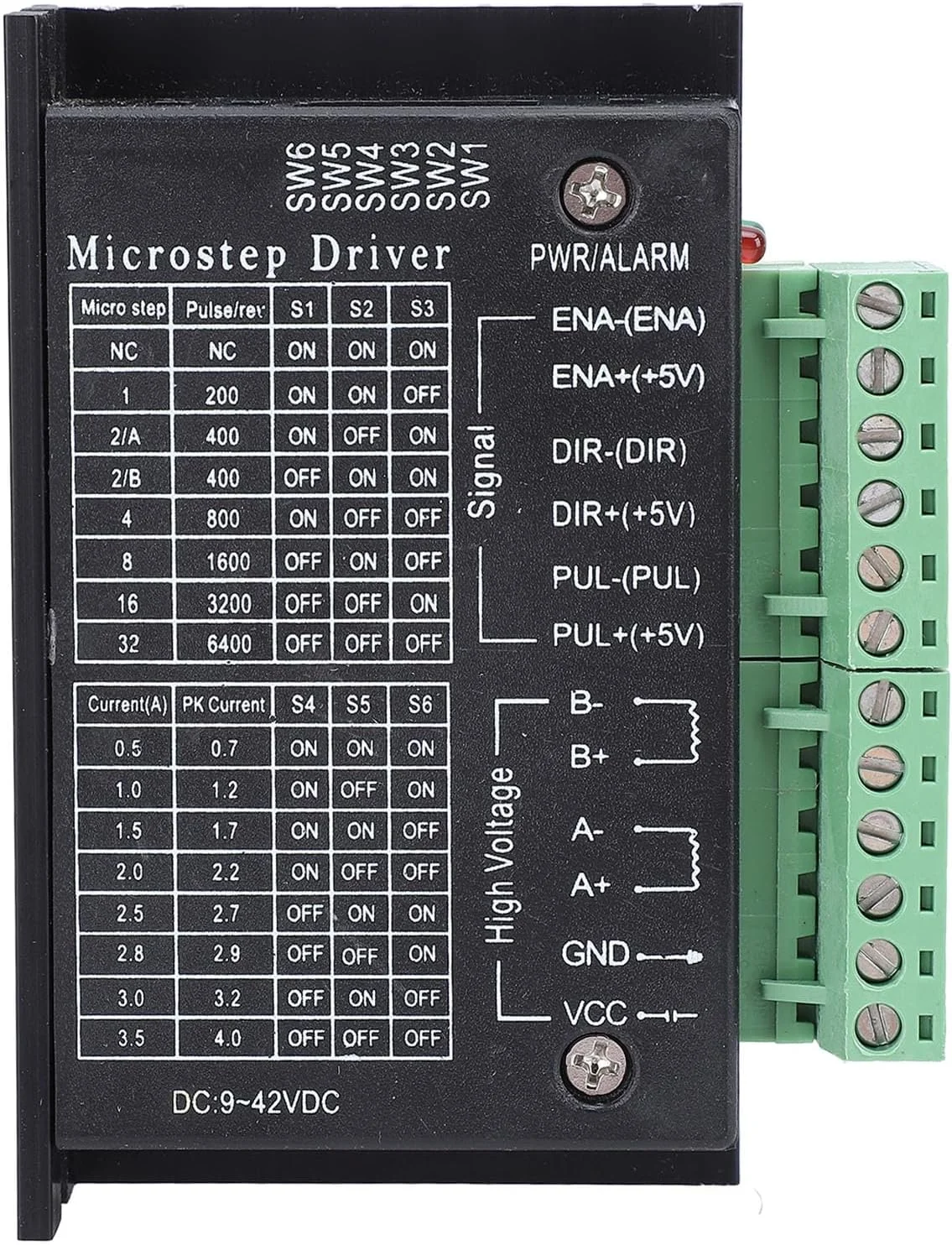 درایور موتور پله ای TB6600 با توان بالا 4A DC 9V-42V ماژول کنترلر CNC برای موتورهای پله ای Nema 17 23 24، پرینترهای سه بعدی و دستگاه های حکاکی