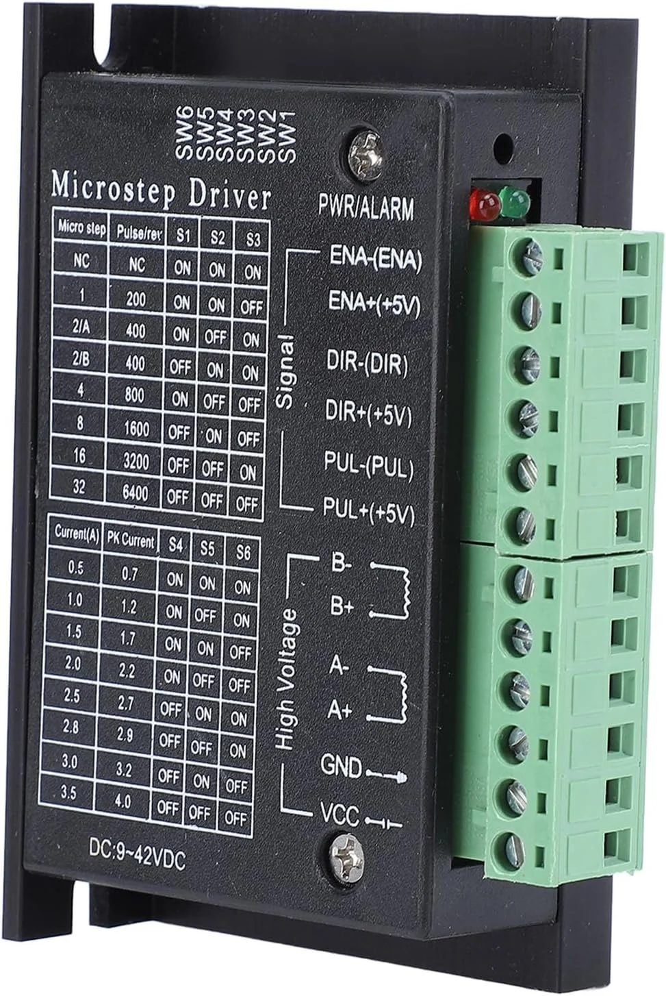 درایور موتور پله ای TB6600 با توان بالا 4A DC 9V-42V ماژول کنترلر CNC برای موتورهای پله ای Nema 17 23 24، پرینترهای سه بعدی و دستگاه های حکاکی