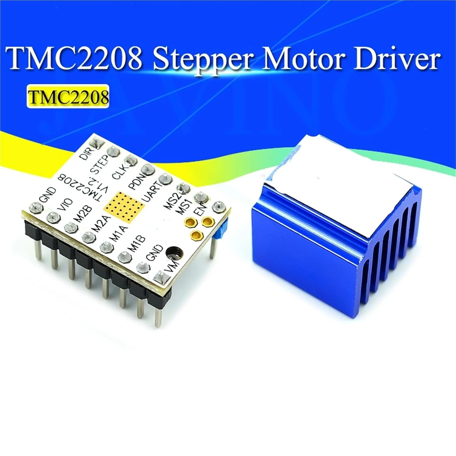 درایور موتور پله ای TMC2208 V1.2 پرینتر سه بعدی به همراه هیت سینک و پیچ گوشتی برای کنترلر پرینتر سه بعدی
