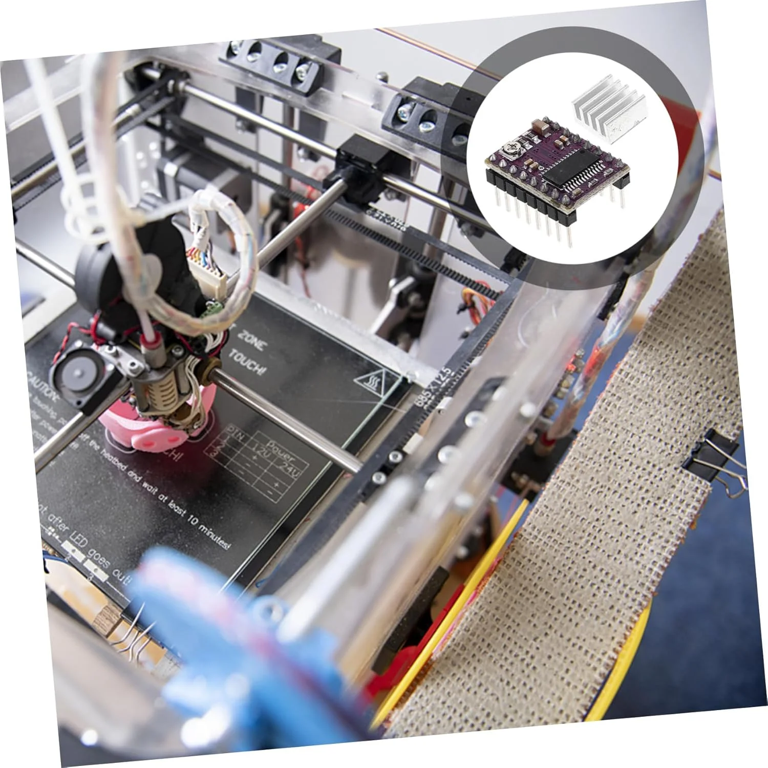 مجموعه 5 عددی ماژول درایور موتور پله ای با هیت سینک کوچک PCB برای پرینتر و دستگاه های CNC کوچک، سازگار با موتورها، دارای شش رزولوشن میکرو استپینگ برای کنترل دقیق