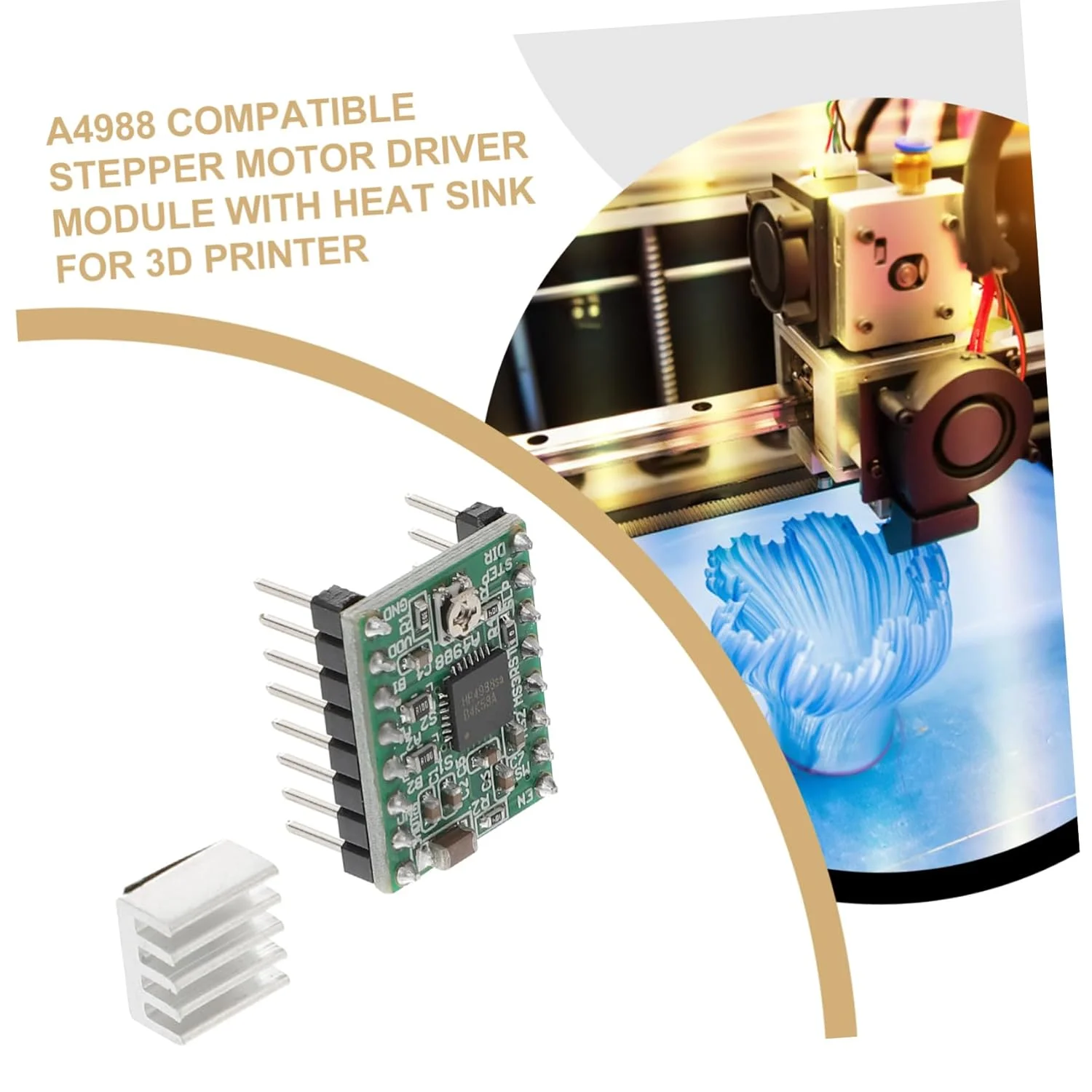 ماژول درایور موتور پله ای Ciieeo مدل A4988 به همراه هیت سینک، 5 عددی، برای کنترل پرینترها، طراحی با رزولوشن های مختلف پله ای برای دستگاه های CNC و Reprap
