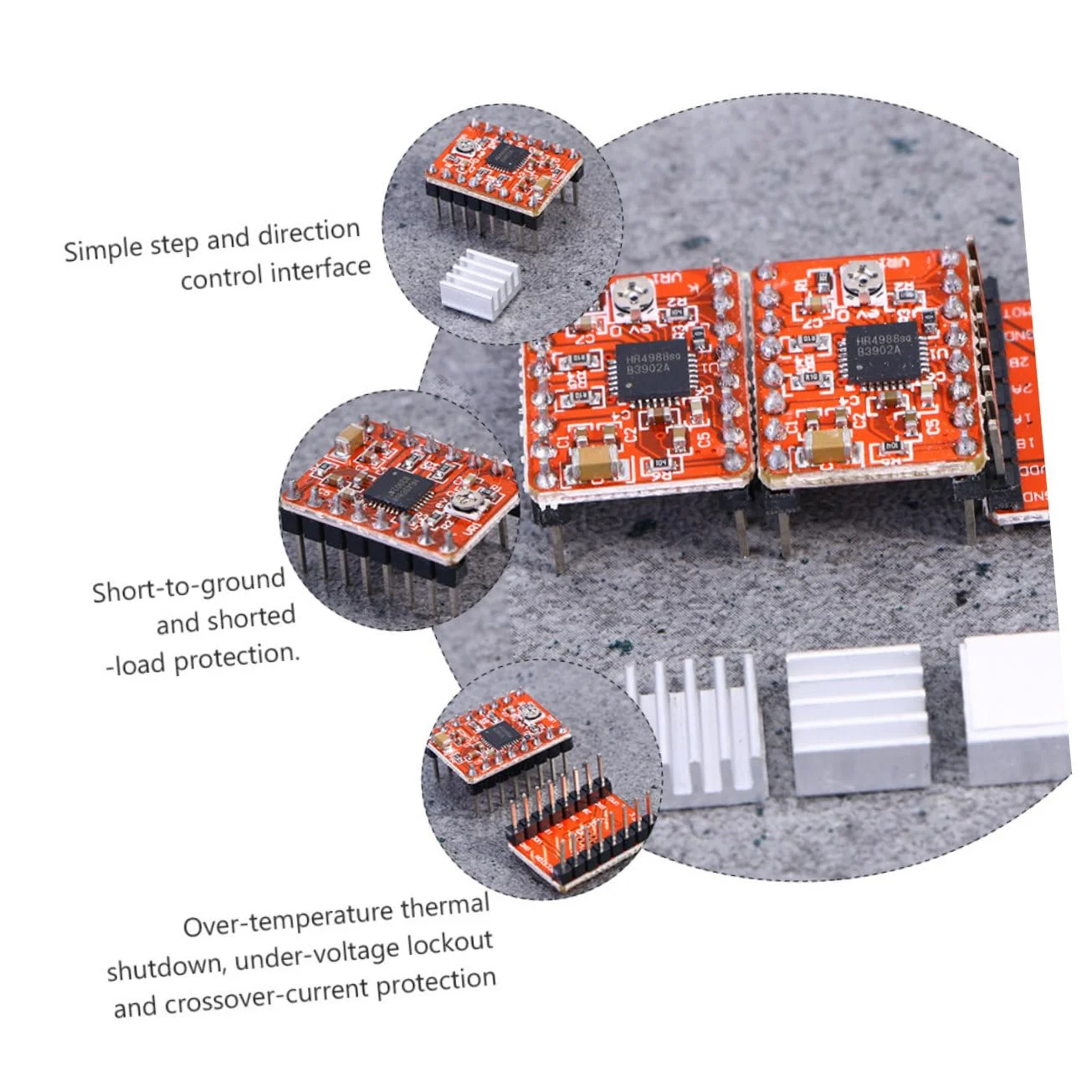 ماژول درایور موتور پله ای A4988 برای برد درایو موتور پرینتر سه بعدی، 5 عددی