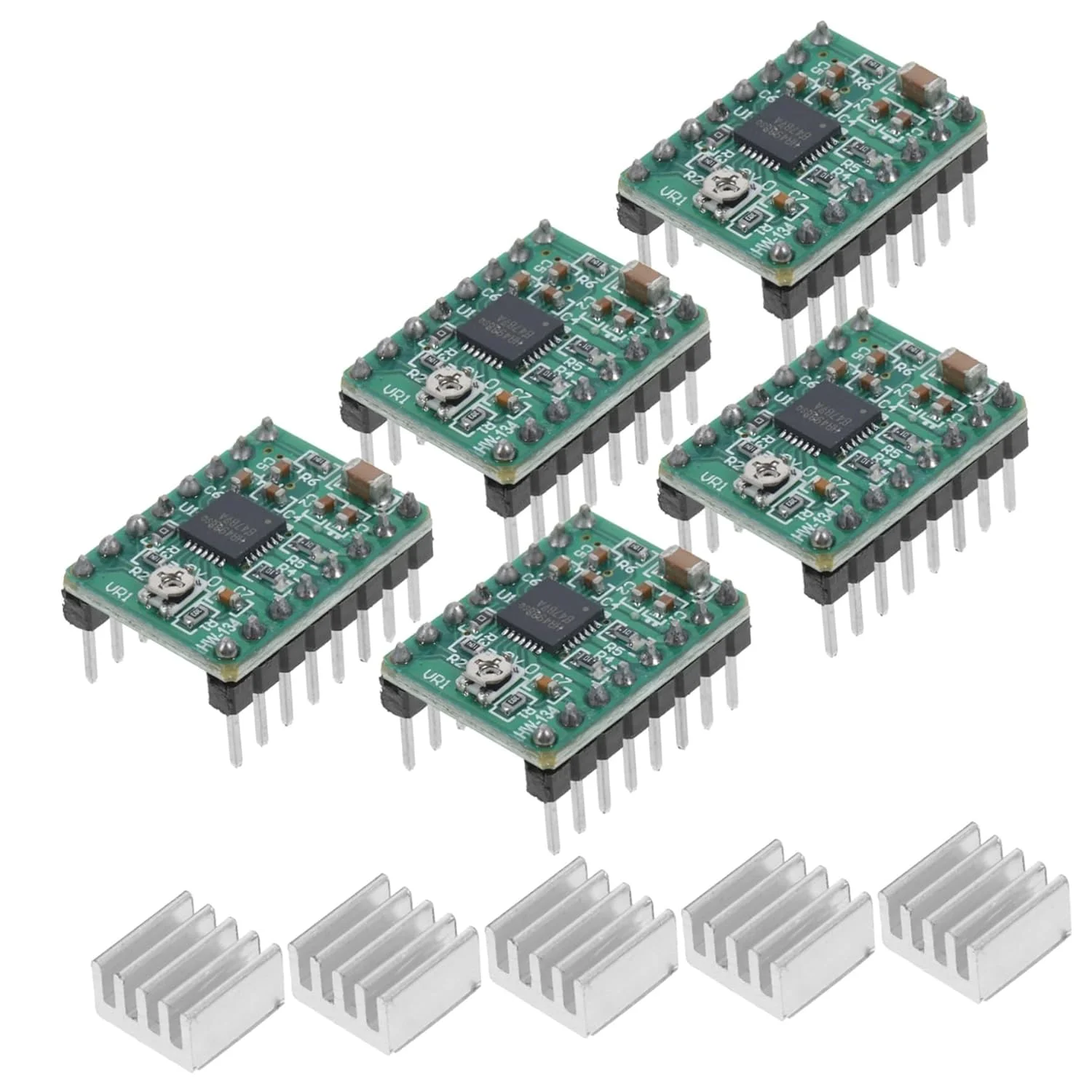 ماژول درایور موتور پله ای CHILDWEET، 5 عددی، همراه با هیت سینک، کنترل برای پرینترها و دستگاه های CNC، رزولوشن های کامل تا استپ، محافظت