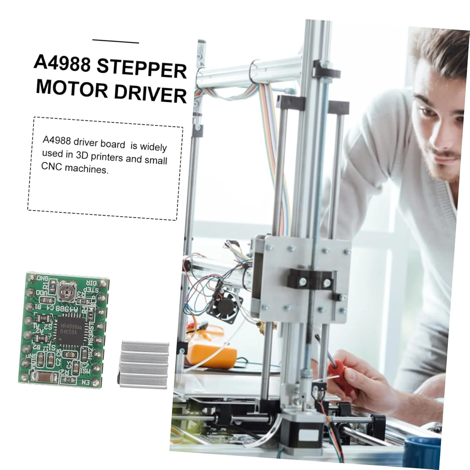 ماژول درایور موتور پله ای CHILDWEET، 5 عددی، همراه با هیت سینک، کنترل برای پرینترها و دستگاه های CNC، رزولوشن های کامل تا استپ، محافظت