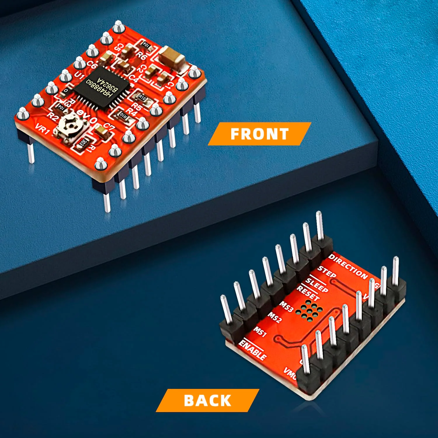 ۱۰ عدد ماژول درایور موتور پله ای A4988 Stepstick با هیت سینک آلومینیومی برای پرینتر سه بعدی Reprap