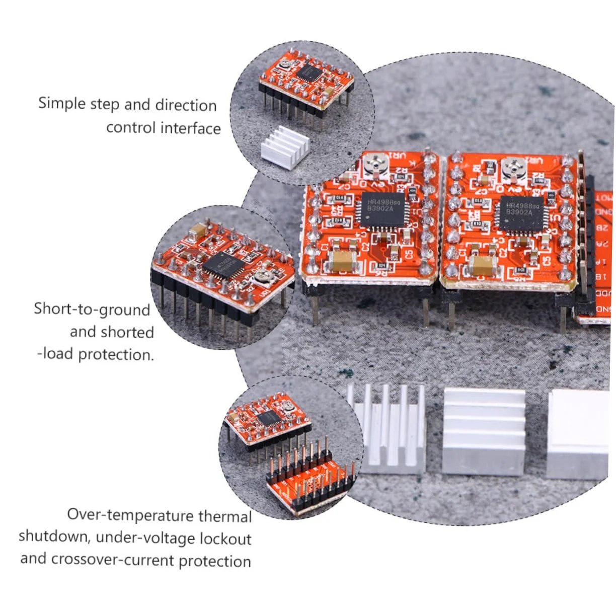 ۵ عدد هیت سینک ماژول درایور موتور پله ای برای محافظت از دمای بیش از حد پرینتر