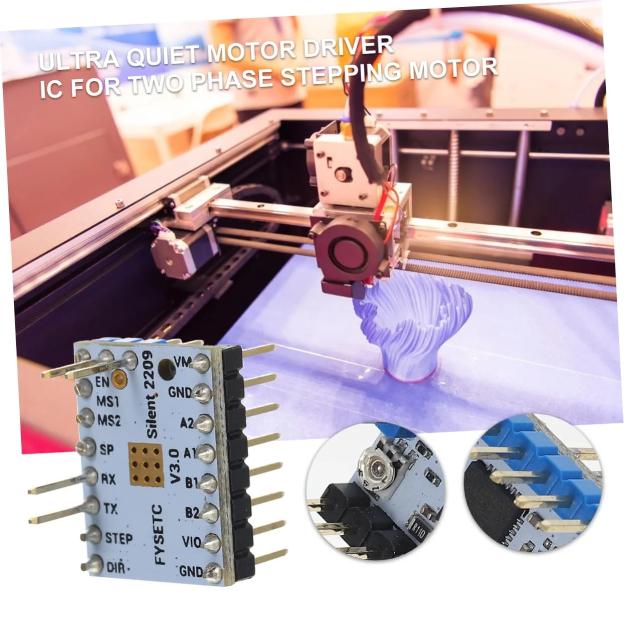 دو عدد درایور موتور پله ای بی صدا برای پرینترها، ماژول با عملکرد بالا، محافظ توقف و فناوری Stealthchop برای عملکرد روان و پایداری بیشتر